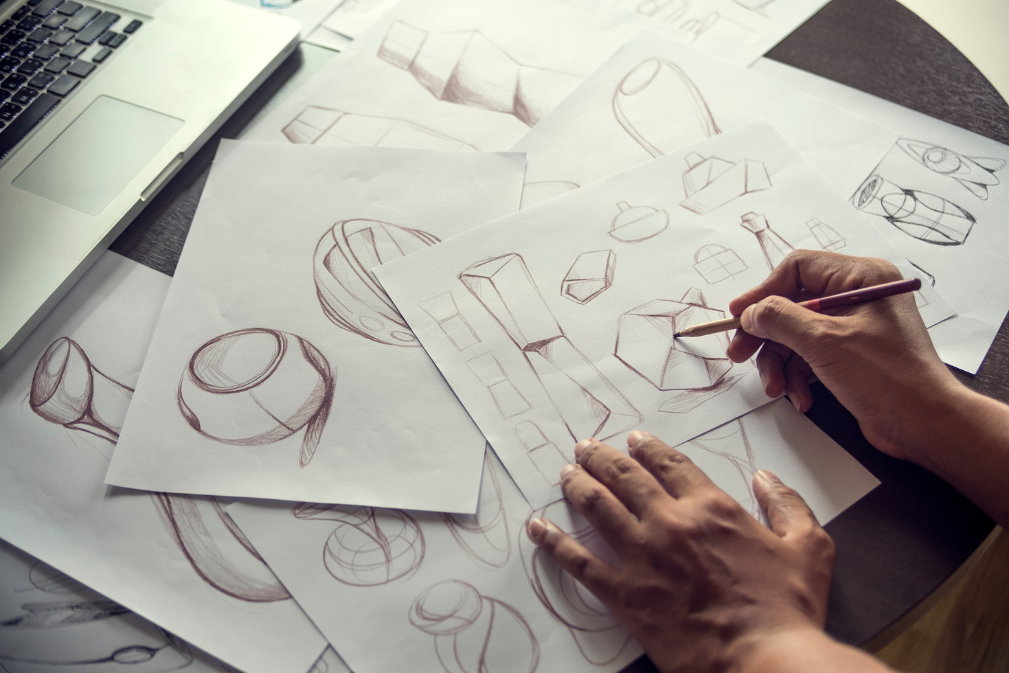 Production designer sketching Drawing Development Design product packaging prototype idea Creative Concept